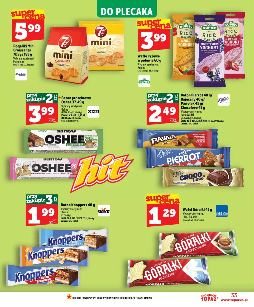 Gazetka promocyjna Topaz - Gazetka - ważna 25.06 do 01.07.2026 - strona 33 - produkty: Baton, Croissant, Góralki, Knoppers, Kupiec, Oshee, Piec, Rogal, Ryż, Wafle