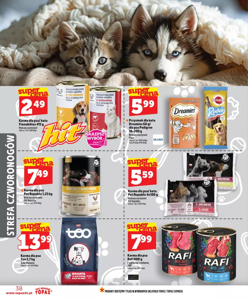 Gazetka promocyjna Topaz - Gazetka - ważna 25.06 do 01.07.2026 - strona 38 - produkty: Drób, Mars, Pedigree, Por, Przysmak dla kota, Top, Wołowina