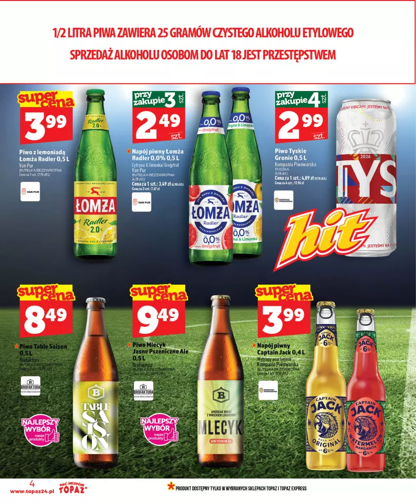 Gazetka promocyjna Topaz - Gazetka - ważna 25.06 do 01.07.2026 - strona 4 - produkty: BIC, Gra, Piwa, Por, Pur, Top