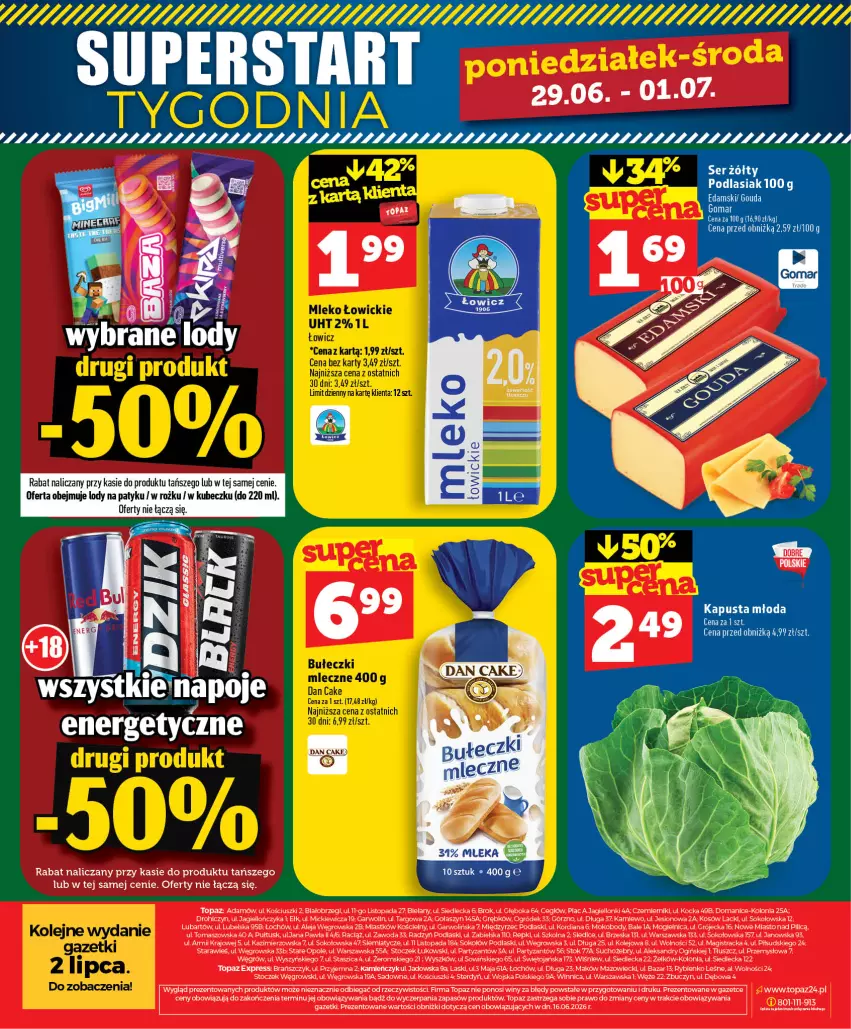 Gazetka promocyjna Topaz - Gazetka - ważna 25.06 do 01.07.2026 - strona 46 - produkty: Bielska, Body, KOBO, Koc, Lack, Lody, Napoje, Ogiński, Ogród, Olej, Podlaski, Sok, Sokołów, Top, Woda