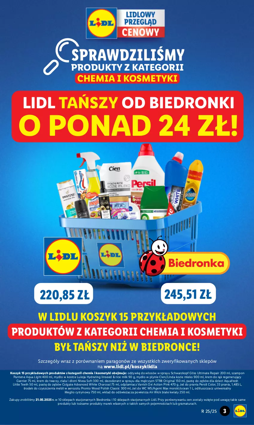 Gazetka promocyjna Lidl - GAZETKA - ważna 09.06 do 21.06.2025 - strona 3 - produkty: Air Wick, Aquafresh, Colgate, Dezodorant, Dzieci, Garnier, Gin, Gra, Kosz, Krem do rąk, Krem do twarzy, LG, Luksja, Mleko, Mydło, Mydło w płynie, Nivea, Odplamiacz, Odtłuszczacz, Pantene, Persil, Por, Pronto, Rama, Schwarzkopf, Str8, Szampon, Vanish