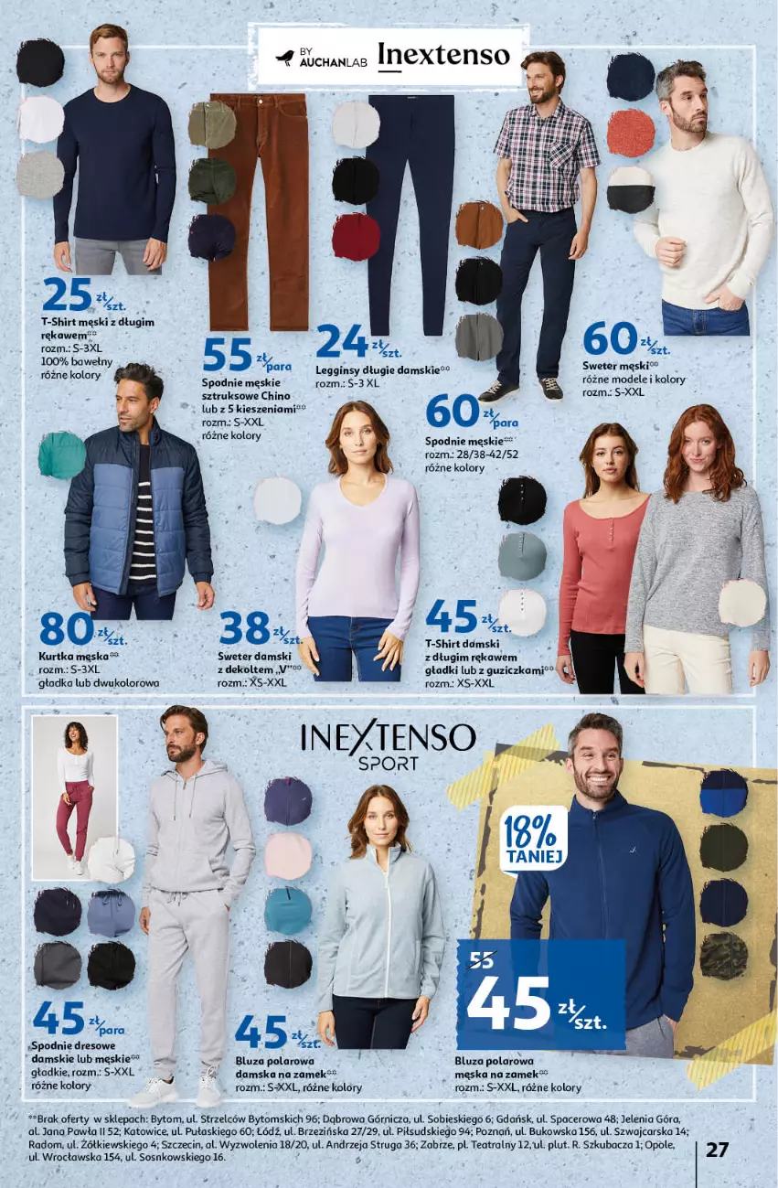 Gazetka promocyjna Auchan - Gazetka Koszyk Oszczędności Auchan Hipermarket - ważna 19.01 do 25.01.2023 - strona 27 - produkty: Acer, Bluza, Bluza polarowa, Cars, Gin, Kurtka, Legginsy, Por, Sos, Spodnie, Sport, Sweter, T-shirt