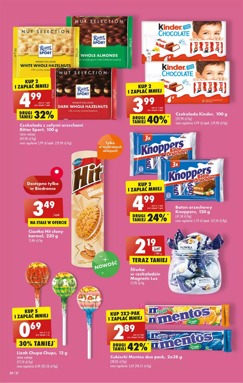 Gazetka promocyjna Biedronka - W tym tygodniu P - ważna 04.07 do 09.07.2022 - strona 30 - produkty: Baton, Chupa Chups, Ciastka, Cukier, Cukierki, Czekolada, Kinder, Knoppers, Mentos, Por, Ritter Sport, Sport