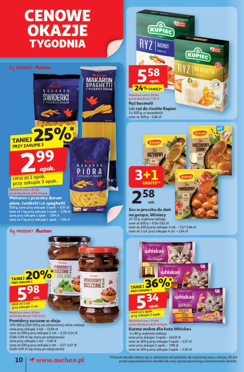 Gazetka promocyjna Auchan - Dobra Zabawa to Poważna Sprawa Supermarket - ważna 29.05 do 04.06.2025 - strona 12 - produkty: Kupiec, Makaron, Olej, Piec, Pomidory, Rum, Ryż, Ryż basmati, Ryż do risotto, Sos, Spaghetti, Whiskas, Winiary