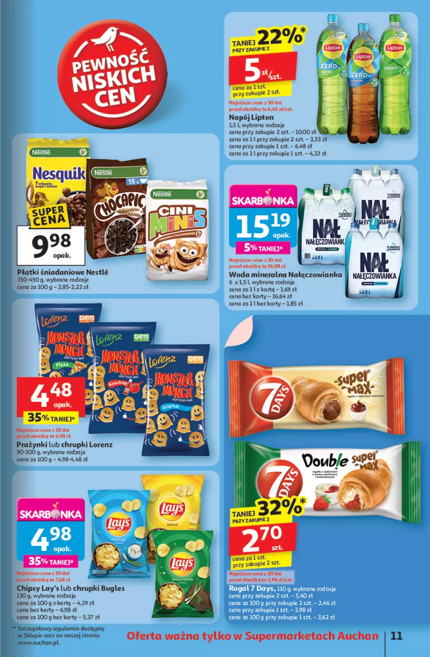 Gazetka promocyjna Auchan - Dobra Zabawa to Poważna Sprawa Supermarket - ważna 29.05 do 04.06.2025 - strona 13 - produkty: Chipsy, Chrupki, Danio, Lipton, Lorenz, Nałęczowianka, Napój, Woda, Woda mineralna