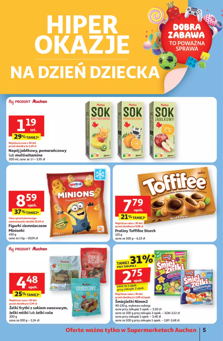 Gazetka promocyjna Auchan - Dobra Zabawa to Poważna Sprawa Supermarket - ważna 29.05 do 04.06.2025 - strona 7 - produkty: Frytki, Napój, Nimm2, Praliny, Sok, Toffifee