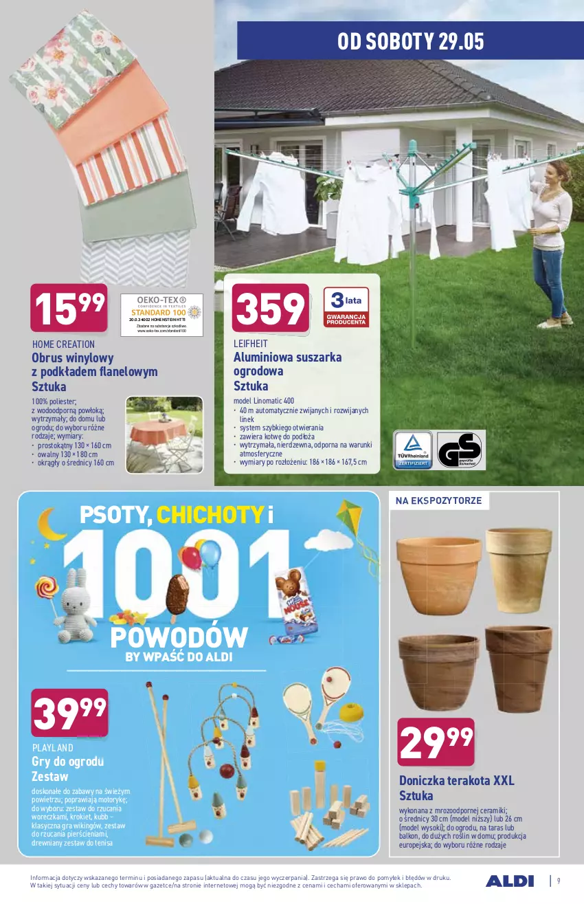 Gazetka promocyjna Aldi - ważna 24.05 do 29.05.2021 - strona 9 - produkty: Gra, Gry, Obrus, Podkład, Por, Sok, Suszarka, Tera