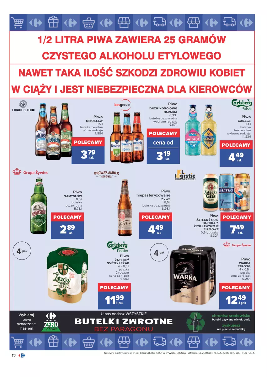 Gazetka promocyjna Carrefour - Gazetka Carrefour Okazje stycznia - ważna 03.01 do 31.01.2022 - strona 12 - produkty: Carlsberg, Fortuna, Gra, Namysłów, Piec, Piwa, Piwo, Warka