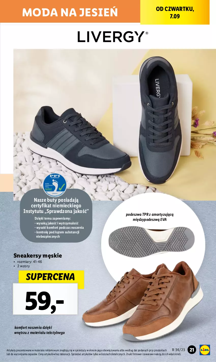 Gazetka promocyjna Lidl - GAZETKA - ważna 04.09 do 09.09.2023 - strona 25 - produkty: Buty, Moda, Piec, Sneakersy, Sok