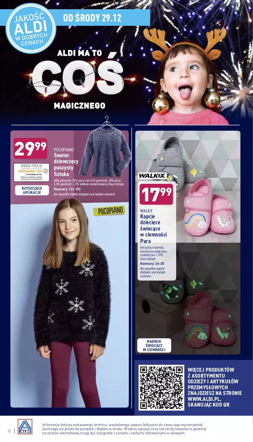 Gazetka promocyjna Aldi - Katalog Moda i Dom - ważna 27.12 do 31.12.2021 - strona 12 - produkty: Dzieci, Kapcie, Pocopiano, Sweter