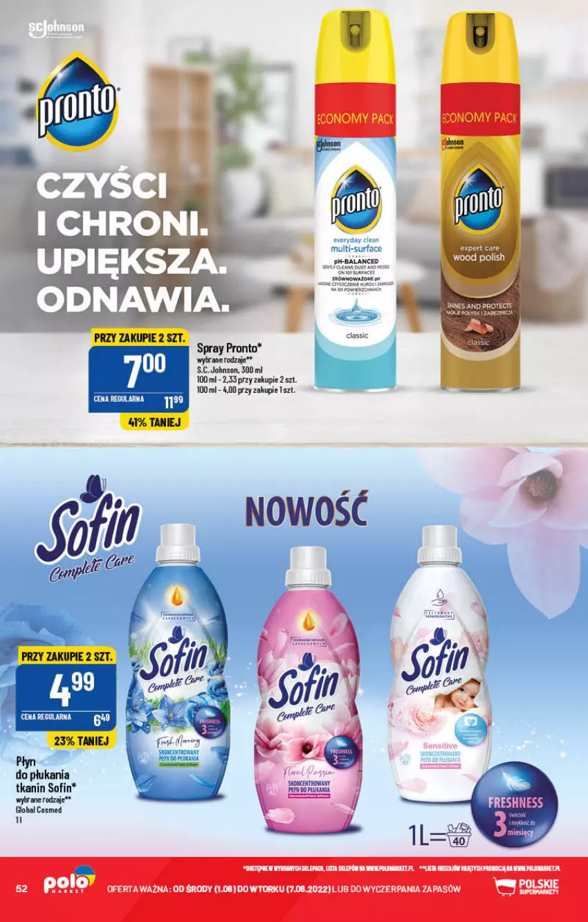 Gazetka promocyjna PoloMarket - Gazetka pomocyjna - ważna 01.06 do 07.06.2022 - strona 52 - produkty: Fa, Płyn do płukania, Pronto, Surf