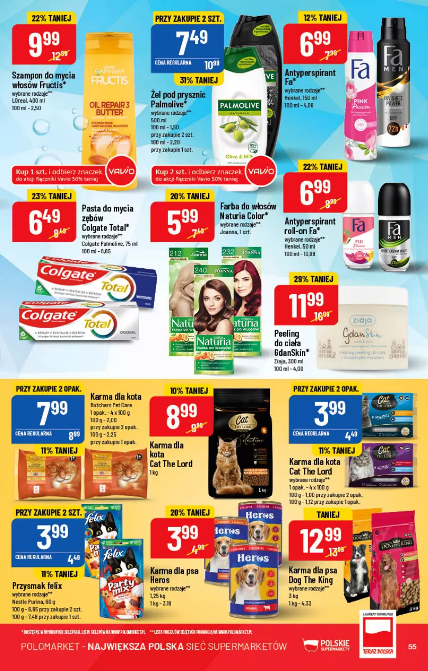 Gazetka promocyjna PoloMarket - Gazetka pomocyjna - ważna 01.06 do 07.06.2022 - strona 55 - produkty: Antyperspirant, Colgate, Colgate Total, Fa, Felix, Fructis, Gin, Joanna, LG, Palmolive, Peeling, Pur, Purina, Ziaja