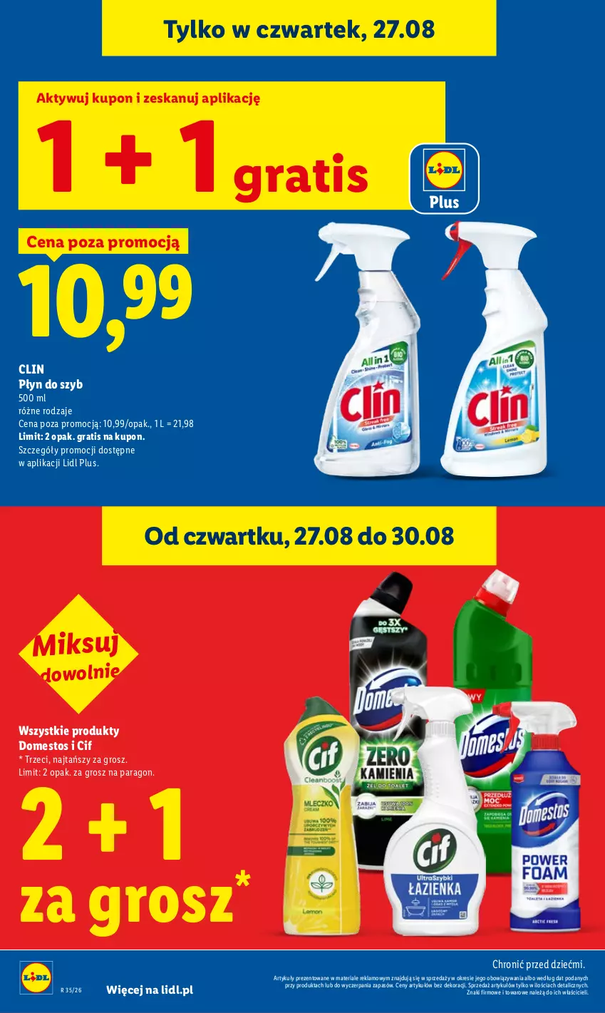Gazetka promocyjna Lidl - Gazetka ważna od 27.08 do 30.08 - ważna 27.08 do 30.08.2026 - strona 26 - produkty: Cif, Clin, Domestos, Gra, Płyn do szyb