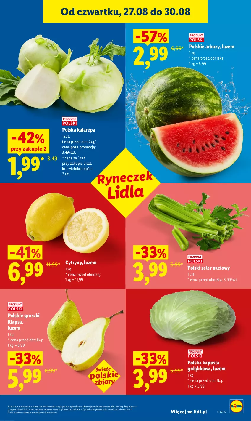 Gazetka promocyjna Lidl - Gazetka ważna od 27.08 do 30.08 - ważna 27.08 do 30.08.2026 - strona 39 - produkty: Arbuz, Cytryny, Gruszki, Seler naciowy