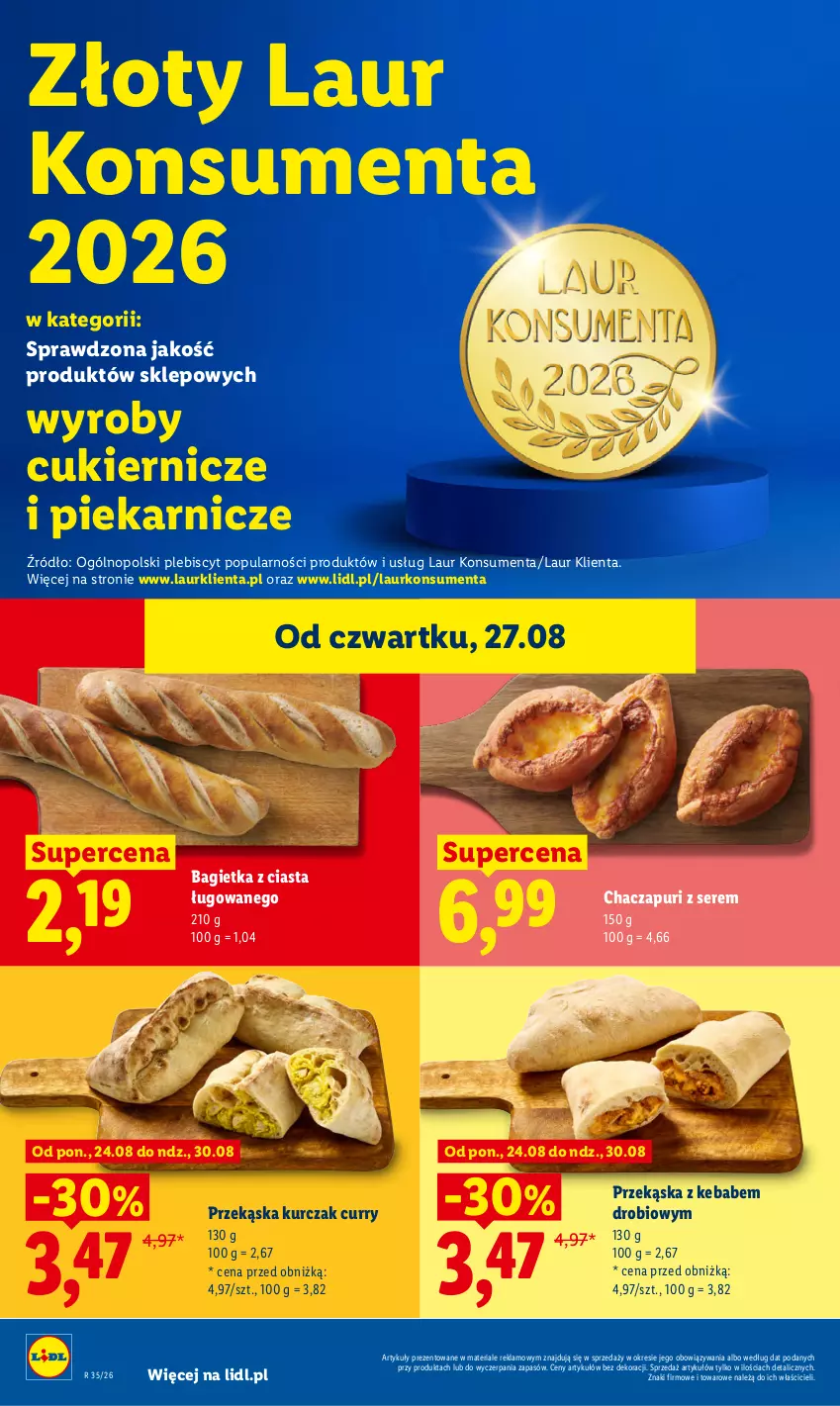 Gazetka promocyjna Lidl - Gazetka ważna od 27.08 do 30.08 - ważna 27.08 do 30.08.2026 - strona 42 - produkty: Bagietka, Cukier, Kebab, Kurczak, Laur, Pur, Ser