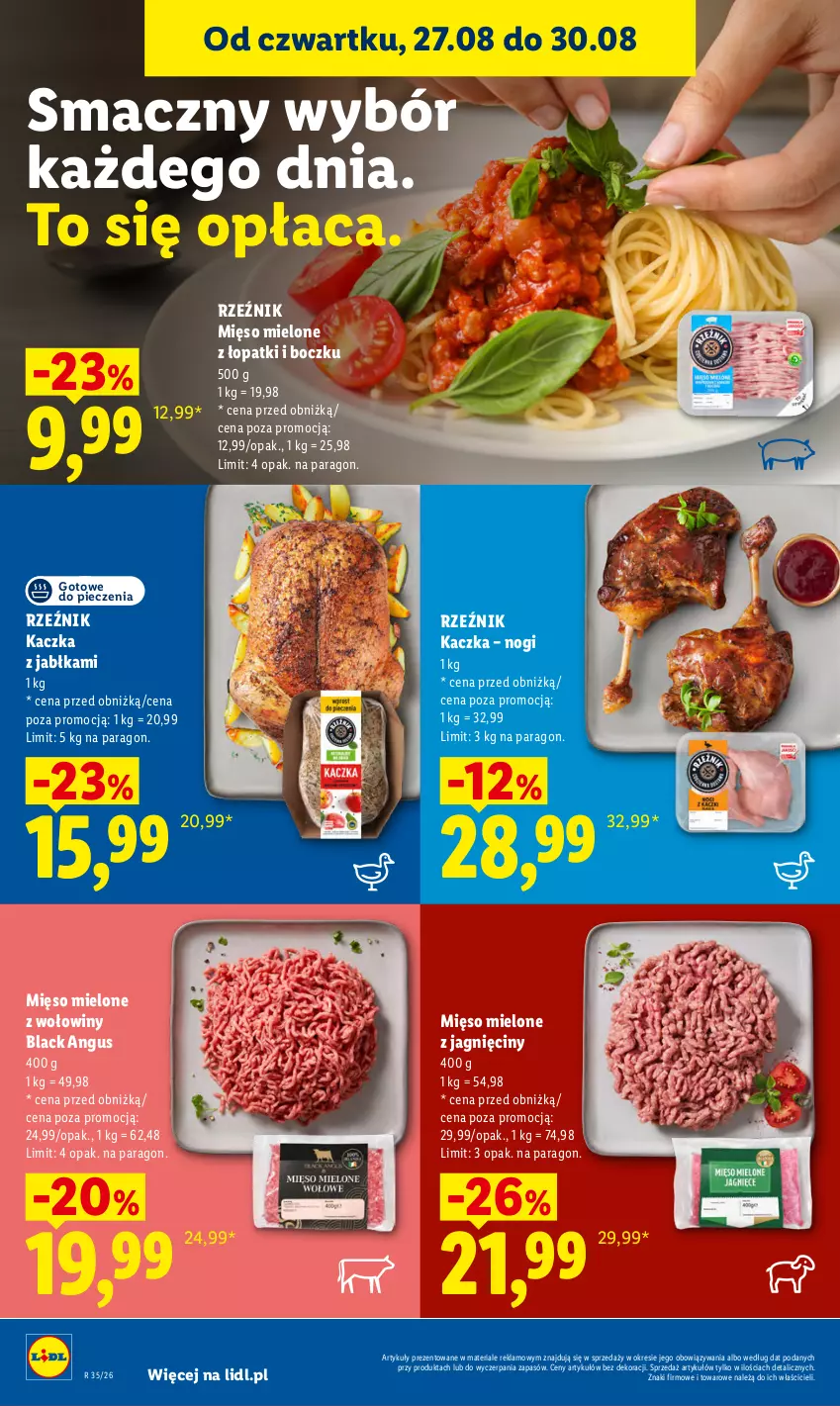 Gazetka promocyjna Lidl - Gazetka ważna od 27.08 do 30.08 - ważna 27.08 do 30.08.2026 - strona 48 - produkty: Jabłka, Kaczka, Lack, Mięso, Mięso mielone, Piec