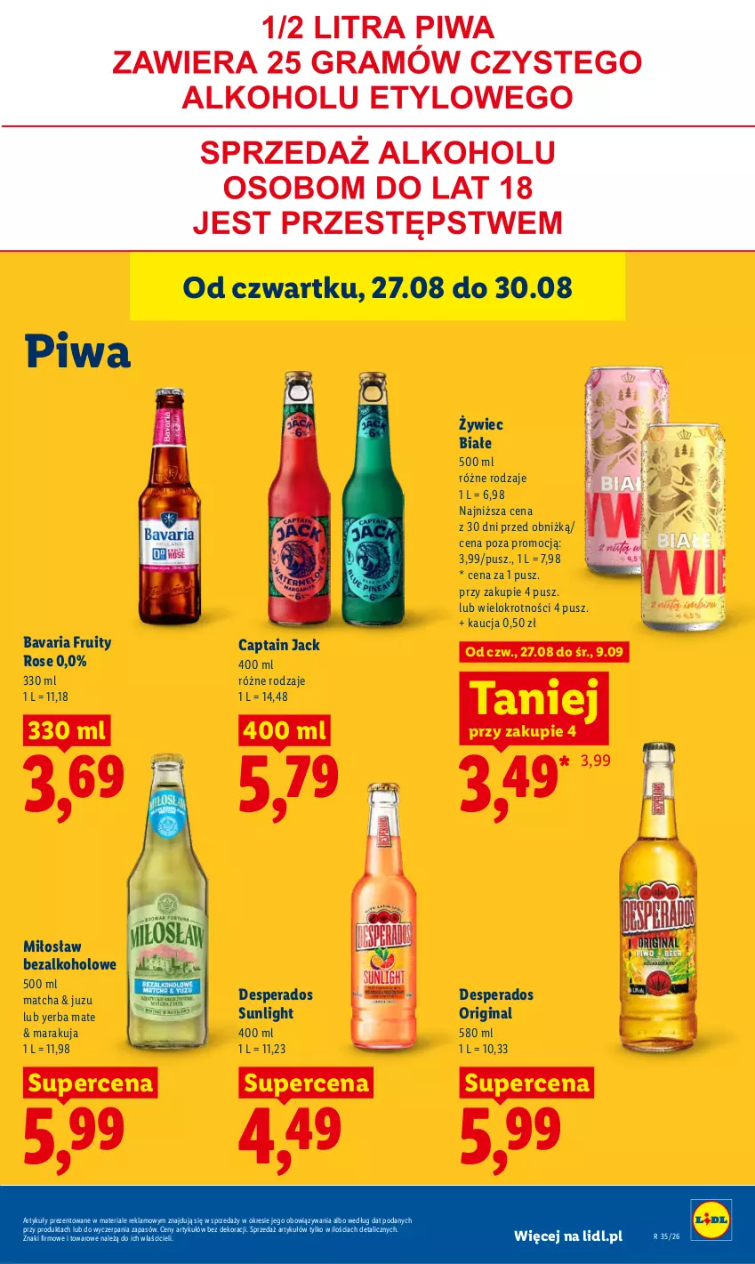 Gazetka promocyjna Lidl - Gazetka ważna od 27.08 do 30.08 - ważna 27.08 do 30.08.2026 - strona 67 - produkty: Captain Jack, Desperados, Gin, Piwa