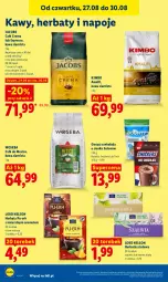 Gazetka promocyjna Lidl - Gazetka ważna od 27.08 do 30.08 - Gazetka - ważna od 30.08 do 30.08.2026 - strona 78 - produkty: Torebka, Kawa ziarnista, Kawa, Bounty, Napoje, Twix, Snickers, Czekolada, Baton, Jacobs, Woseba, Herbata