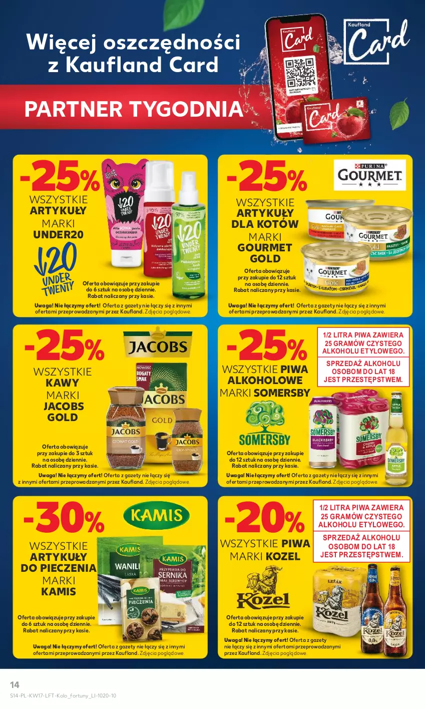 Gazetka promocyjna Kaufland - Gazetka tygodnia - ważna 26.04 do 02.05.2023 - strona 14 - produkty: Gourmet Gold, Gra, Jacobs, Kamis, Kozel, Piec, Piwa, Somersby, Waga