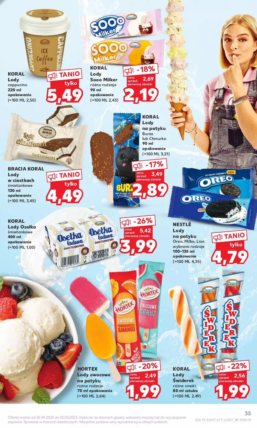 Gazetka promocyjna Kaufland - Gazetka tygodnia - ważna 26.04 do 02.05.2023 - strona 35 - produkty: Ciastka, Hortex, Lion, Lody, Milka, Nestlé, Oreo