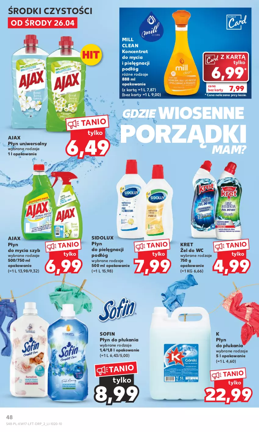 Gazetka promocyjna Kaufland - Gazetka tygodnia - ważna 26.04 do 02.05.2023 - strona 48 - produkty: Ajax, Kret, Płyn do mycia, Płyn do płukania, Por, Sidolux