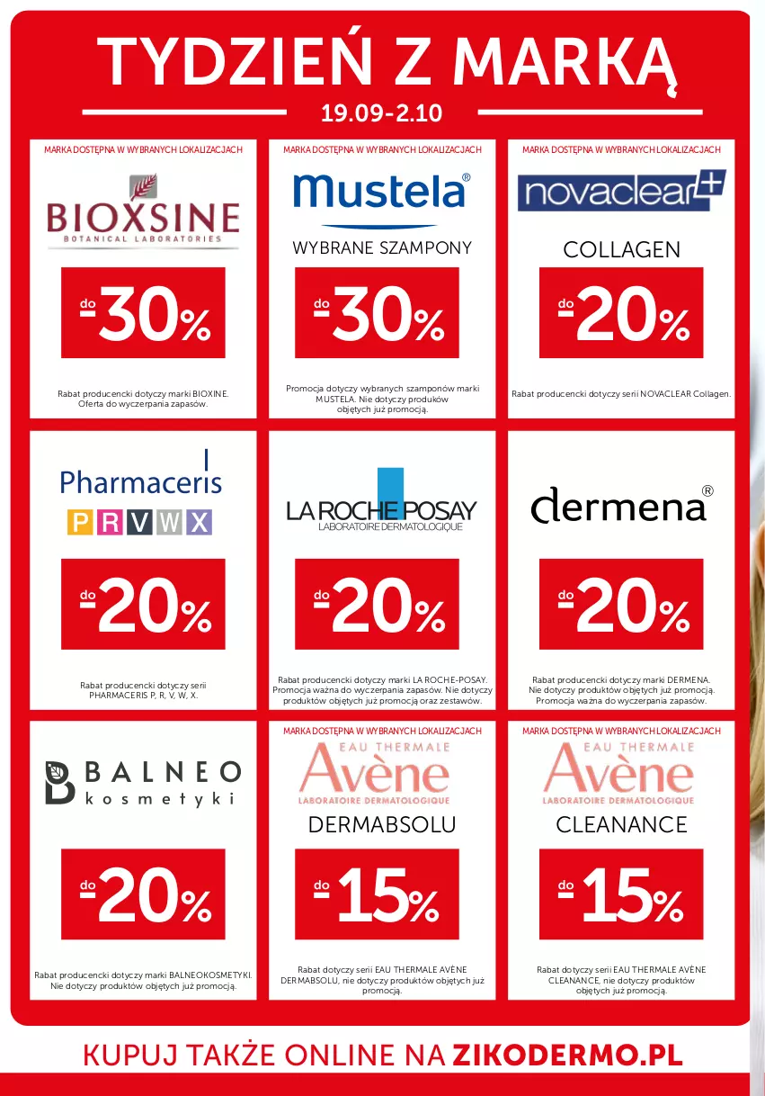 Gazetka promocyjna Ziko - Gazetka Ziko Dermo - ważna 19.09 do 02.10.2024 - strona 22 - produkty: Acer, Avène, Dermena, La Roche-Posay, Mus, Mustela, Pharmaceris, Ser, Szampon