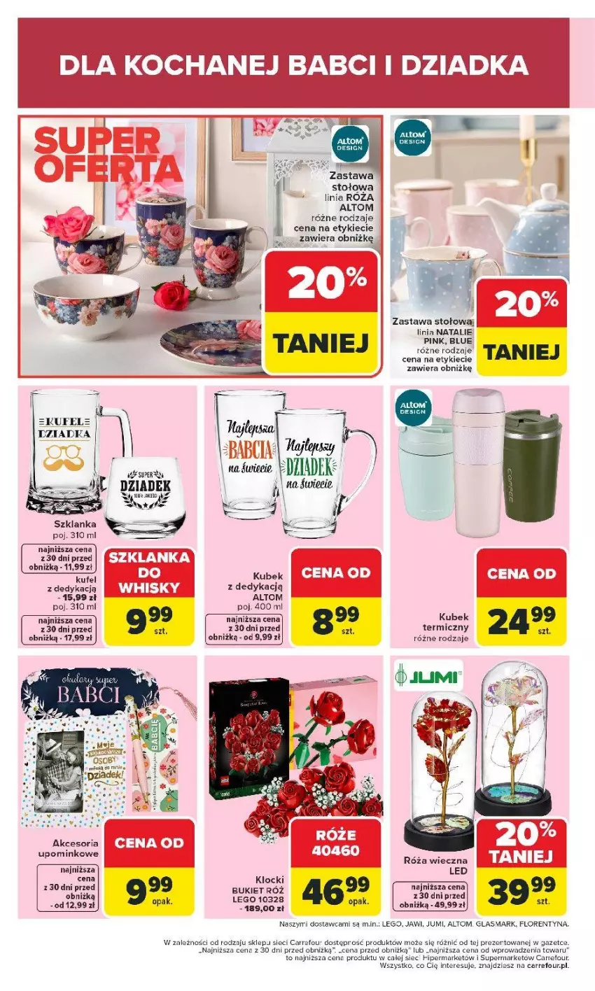 Gazetka promocyjna Carrefour - Gazetka Dzień Babci i Dziadka - ważna 19.01 do 25.01.2026 - strona 2 - produkty: Bukiet, Klocki, Kubek, LEGO, Róża, Szklanka, Szyny