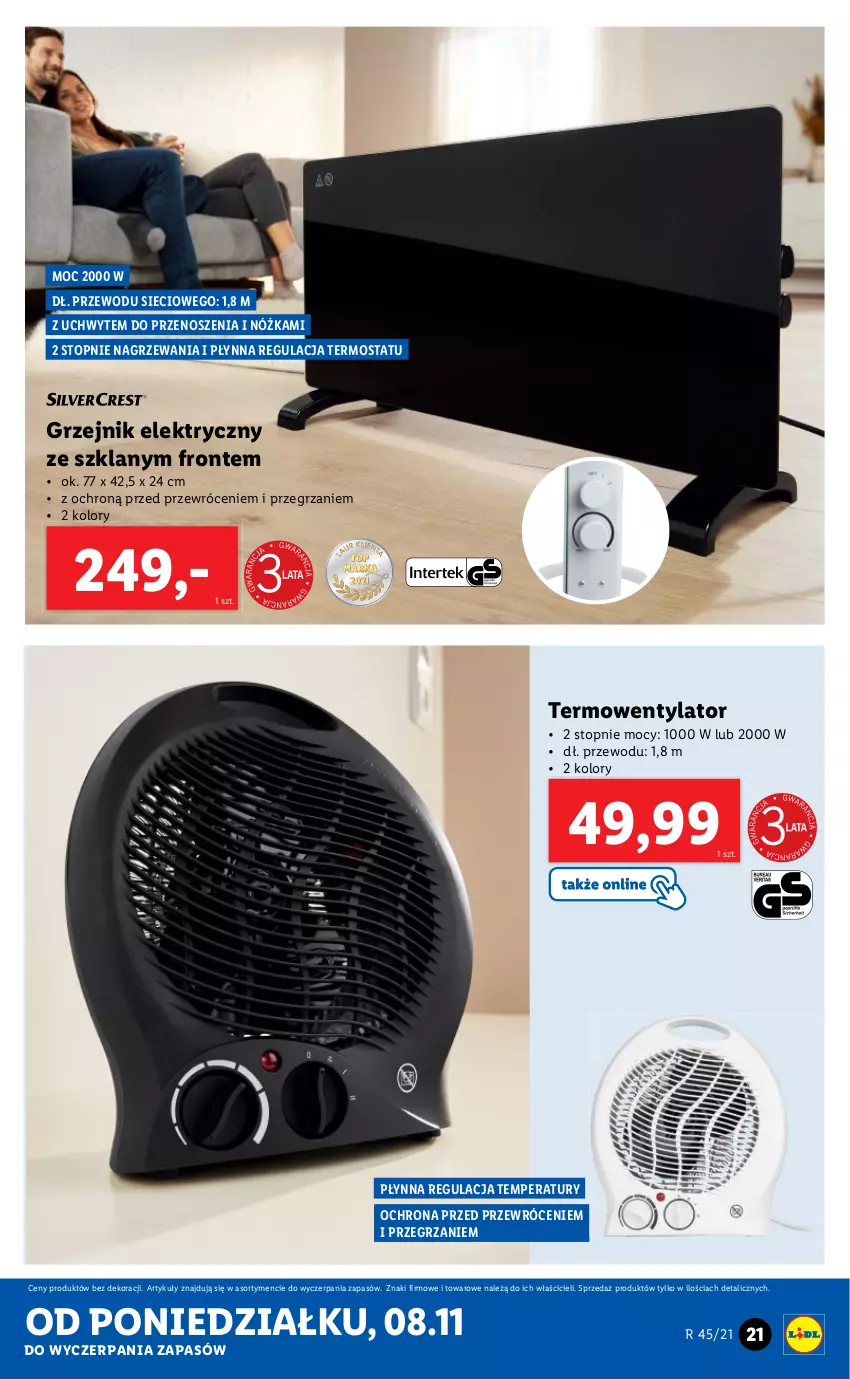 Gazetka promocyjna Lidl - GAZETKA - ważna 08.11 do 15.11.2021 - strona 21 - produkty: Grzejnik, Termos, Termowentylator, Top