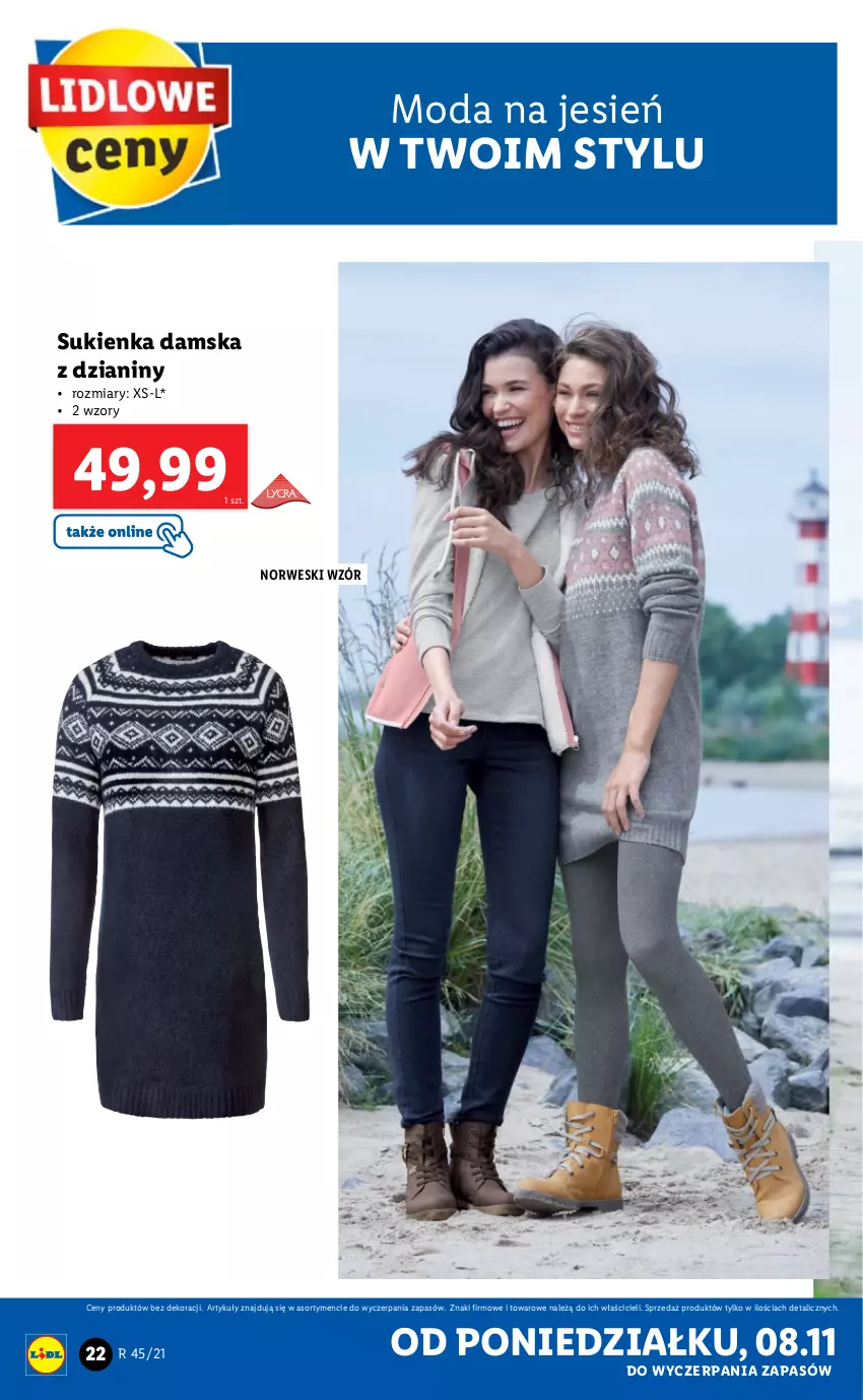 Gazetka promocyjna Lidl - GAZETKA - ważna 08.11 do 15.11.2021 - strona 22 - produkty: Moda, Sukienka