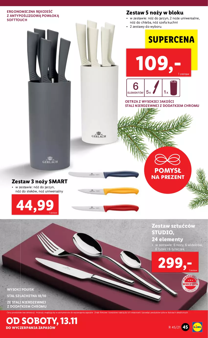 Gazetka promocyjna Lidl - GAZETKA - ważna 08.11 do 15.11.2021 - strona 45 - produkty: Chleb, Fa, Noż, Nóż do chleba, Nóż szefa kuchni, Stek