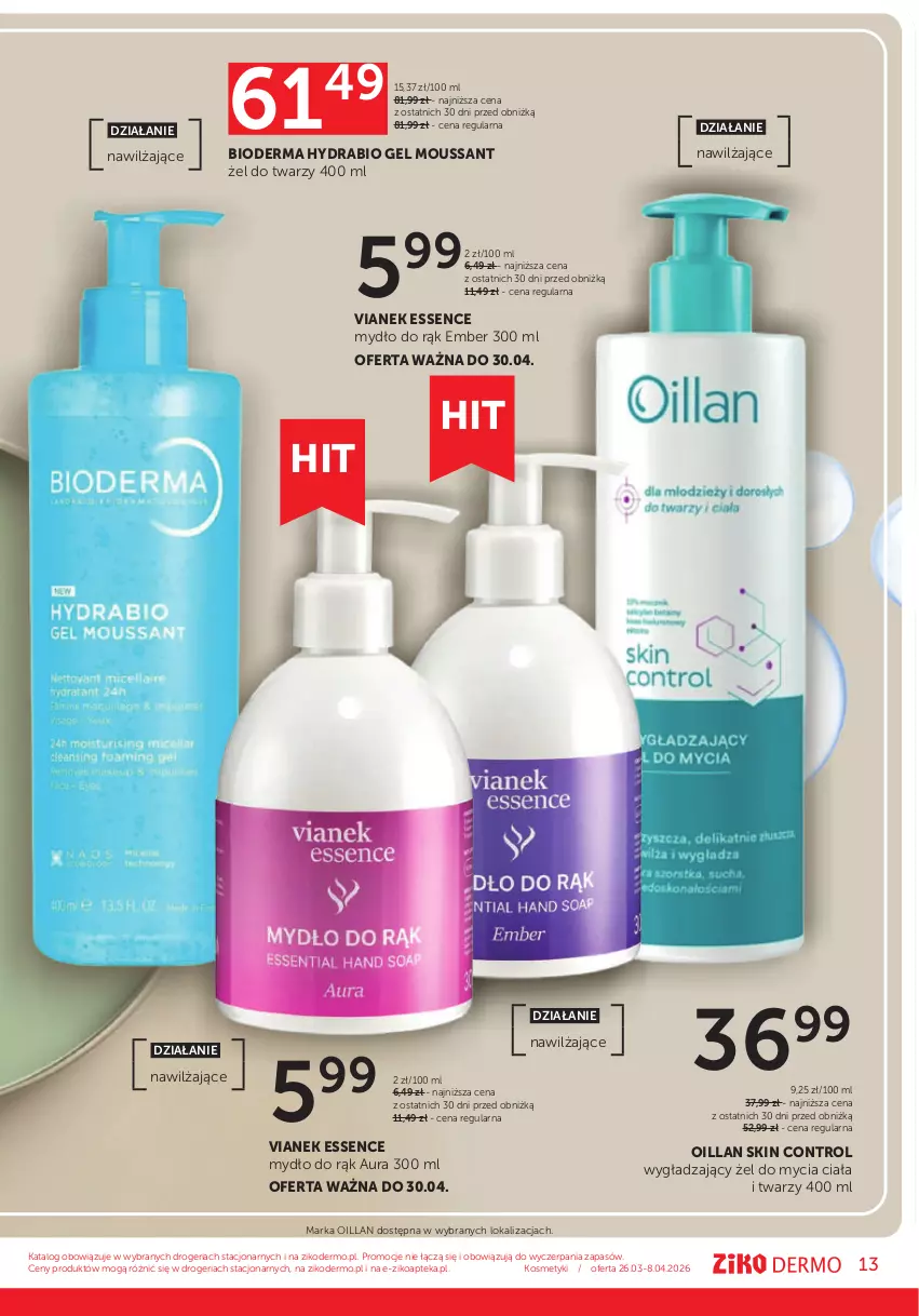 Gazetka promocyjna Ziko - Gazetka Ziko Dermo - ważna 26.03 do 08.04.2026 - strona 13 - produkty: Apteka, Bioderma, Control, Mydło, Oillan