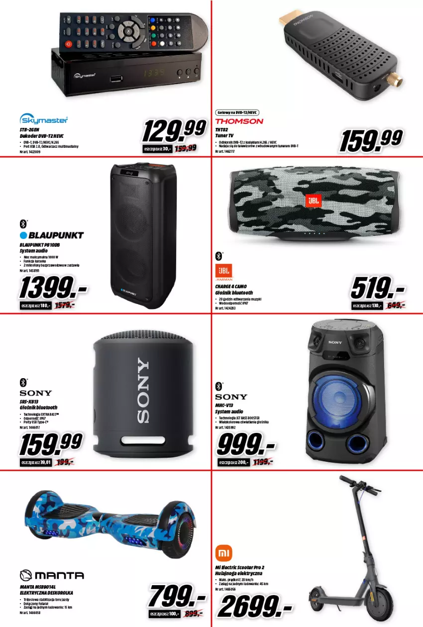 Gazetka promocyjna Media Markt - Gazetka Media Markt - ważna 24.06 do 02.07.2022 - strona 8 - produkty: Booster, Głośnik, Głośnik bluetooth, Hulajnoga, Hulajnoga elektryczna, Mikrofon, Por, Sony