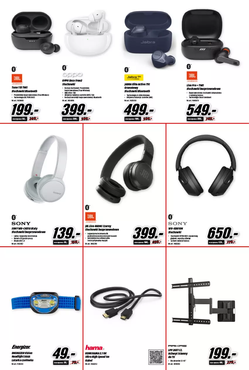 Gazetka promocyjna Media Markt - Gazetka Media Markt - ważna 24.06 do 02.07.2022 - strona 9 - produkty: Energizer, Gra, Hama, Latarka, Mikrofon, Pur, Słuchawki, Słuchawki bezprzewodowe, Sony, Tarka, Tran