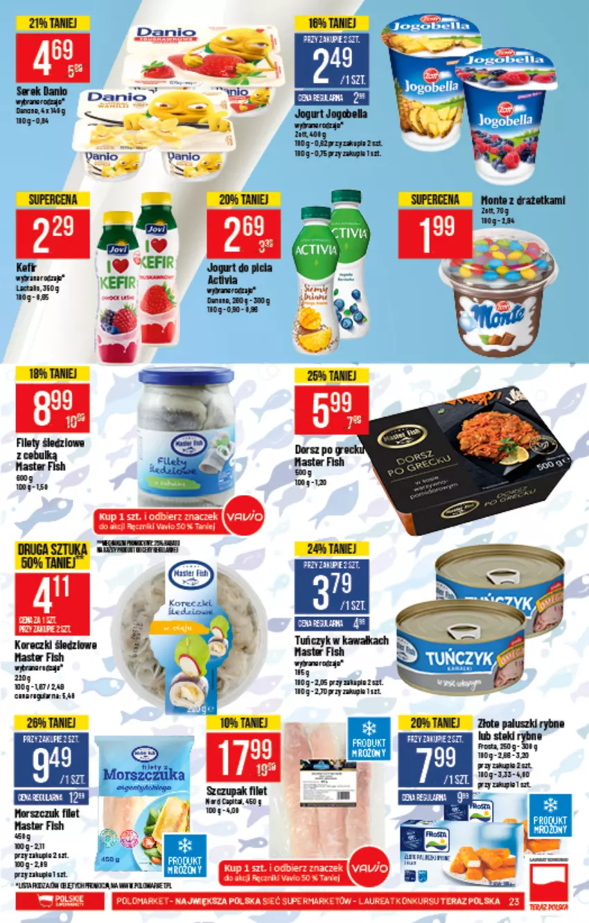 Gazetka promocyjna PoloMarket - Gazetka pomocyjna - ważna 25.08 do 31.08.2021 - strona 23 - produkty: Danio, Fa, Frosta, Jogurt, Laur, LG, Paluszki rybne, Ręcznik, Róża, Stek, Tera