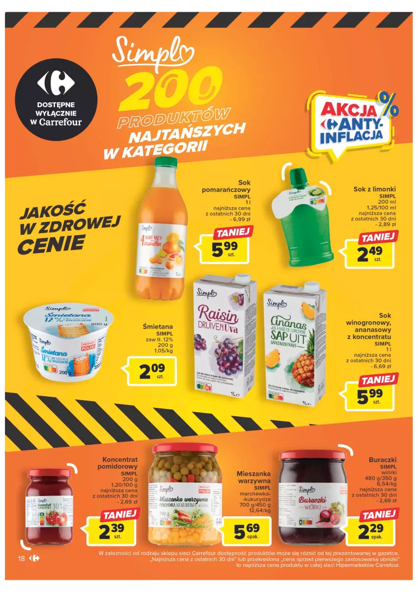 Gazetka promocyjna Carrefour - Gazetka Marki własne Carrefour - ważna 10.01 do 29.01.2023 - strona 18 - produkty: Ananas, Buraczki, Kukurydza, Marchewka, Sok, Sok pomarańczowy, Wino