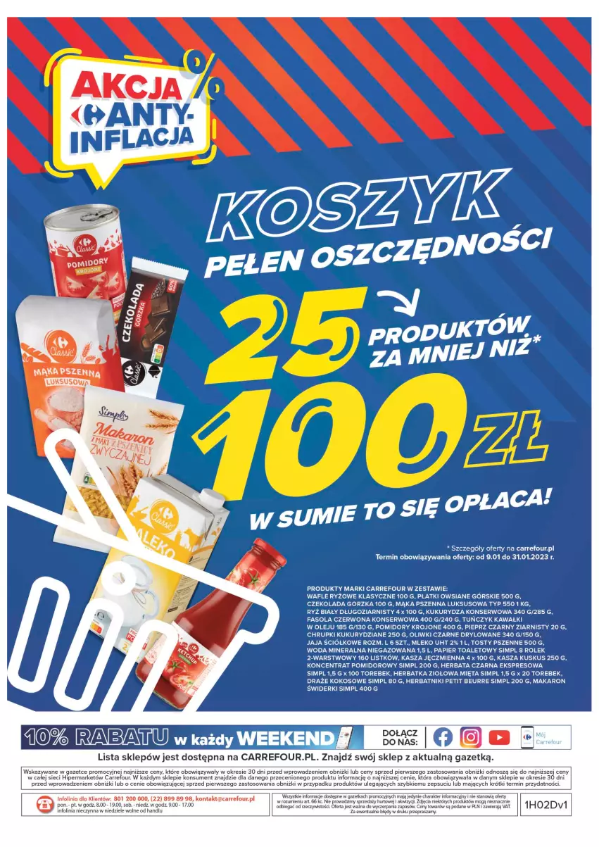 Gazetka promocyjna Carrefour - Gazetka Marki własne Carrefour - ważna 10.01 do 29.01.2023 - strona 24 - produkty: Chrupki, Czekolada, Czekolada gorzka, Fa, Fasola, Herbata, Herbata czarna, Herbatniki, Herbatniki Petit Beurre, Jaja, Kasza, Kasza jęczmienna, Kawa, Kokos, Koncentrat pomidorowy, Kukurydza, Kukurydza konserwowa, Kuskus, Mąka, Mąka pszenna, Makaron, Mięta, Mleko, Olej, Oliwki, Oliwki czarne, Papier, Papier toaletowy, Pieprz, Płatki owsiane, Pomidory, Pomidory krojone, Ryż, Ryż biały, Ser, Taca, Tuńczyk, Wafle, Woda, Woda mineralna