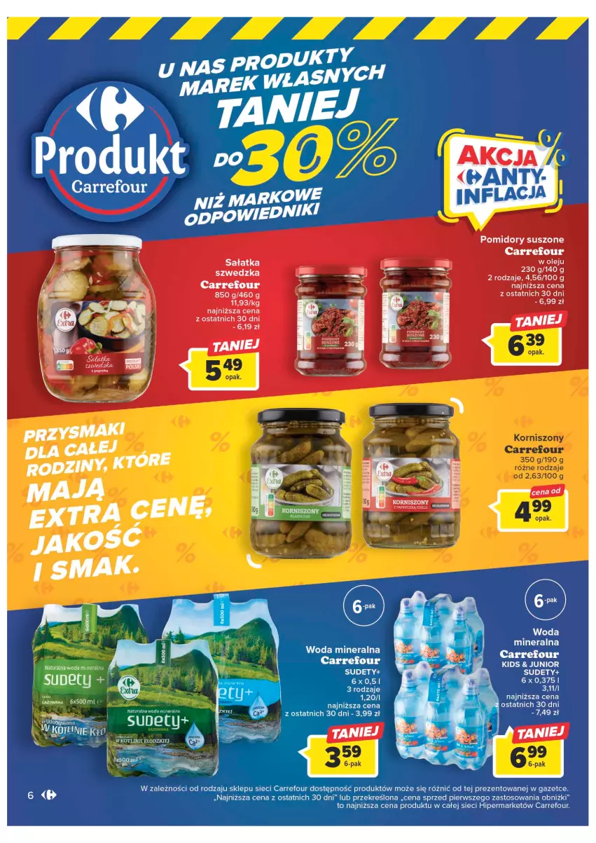 Gazetka promocyjna Carrefour - Gazetka Marki własne Carrefour - ważna 10.01 do 29.01.2023 - strona 6 - produkty: Korniszony, Pomidory, Sałat, Sałatka, Woda, Woda mineralna