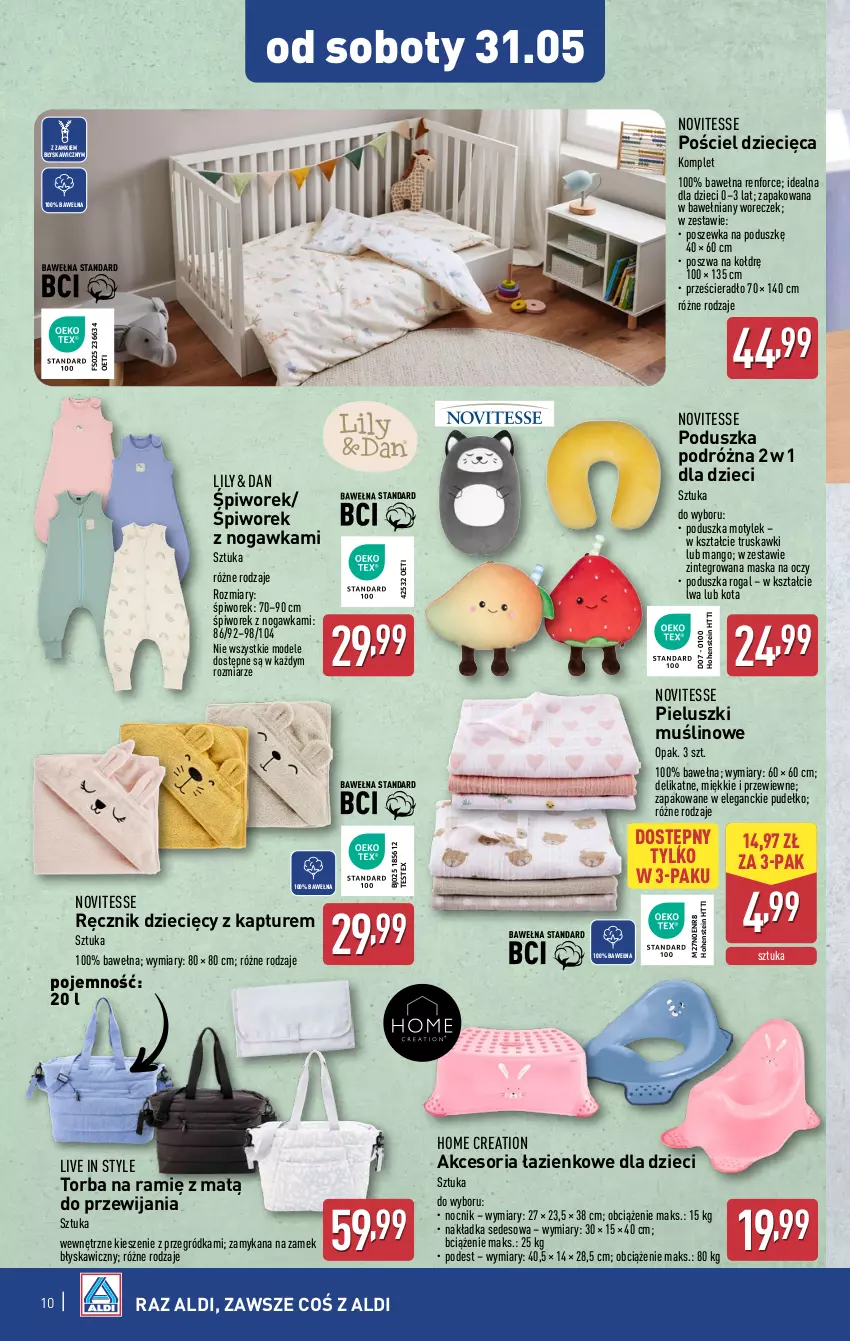Gazetka promocyjna Aldi - Artykuły przemysłowe i tekstylia - ważna 28.05 do 31.05.2025 - strona 10 - produkty: Dzieci, Mango, Maska, Nocnik, Piwo, Poduszka, Pościel, Poszewka, Prześcieradło, Pudełko, Ręcznik, Rogal, Torba, Truskawki, Wełna, Woreczek
