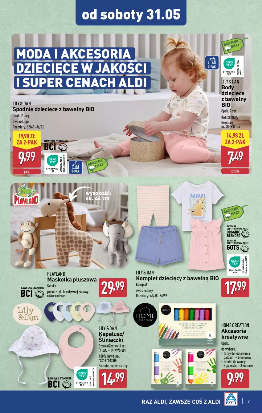 Gazetka promocyjna Aldi - Artykuły przemysłowe i tekstylia - ważna 28.05 do 31.05.2025 - strona 9 - produkty: Body, Dzieci, Fa, Maskotka pluszowa, Moda, Sok, Spodnie, Wełna
