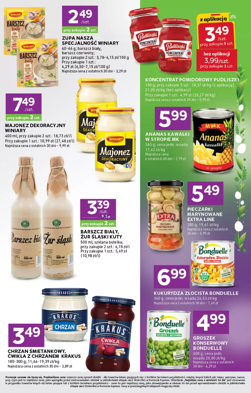 Gazetka promocyjna Stokrotka - Stokrotka Express - ważna 02.04 do 08.04.2026 - strona 5 - produkty: Bonduelle, Chrzan, Groszek, Krakus, Kukurydza, LANA, Majonez, Mięso, Owoce, Piec, Ser, Warzywa, Winiary, Zupa