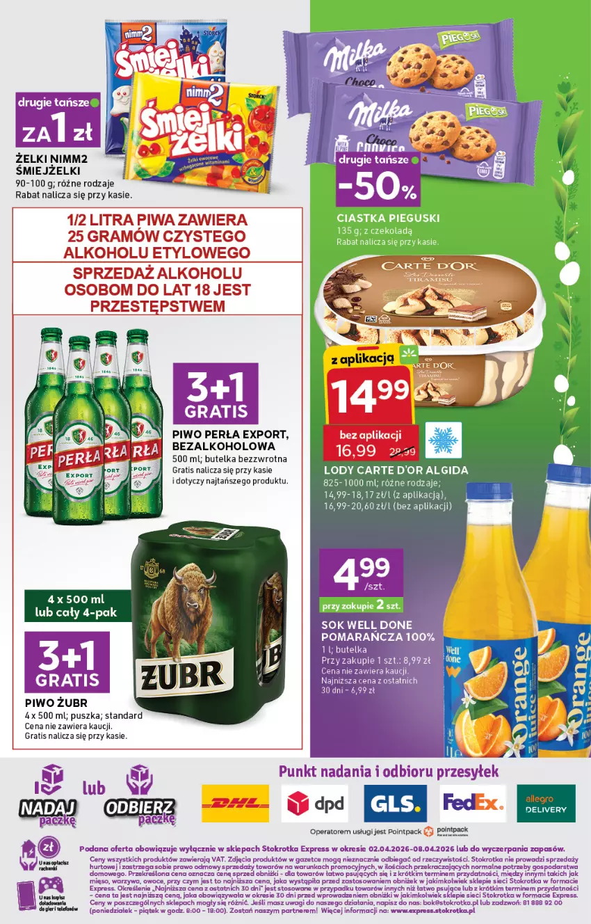 Gazetka promocyjna Stokrotka - Stokrotka Express - ważna 02.04 do 08.04.2026 - strona 6 - produkty: Algida, Gra, LG, Lody, Nimm2, O nas, Owoce, Perła, Piwa, Piwo, Por, Sok, Wagi, Warzywa