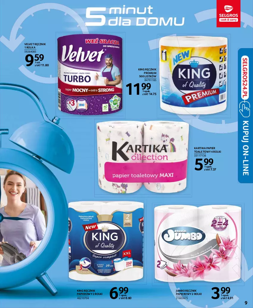 Gazetka promocyjna Selgros - Katalog Sprzątanie - ważna 27.05 do 09.06.2021 - strona 9 - produkty: Papier, Papier toaletowy, Ręcznik, Rolki, Velvet