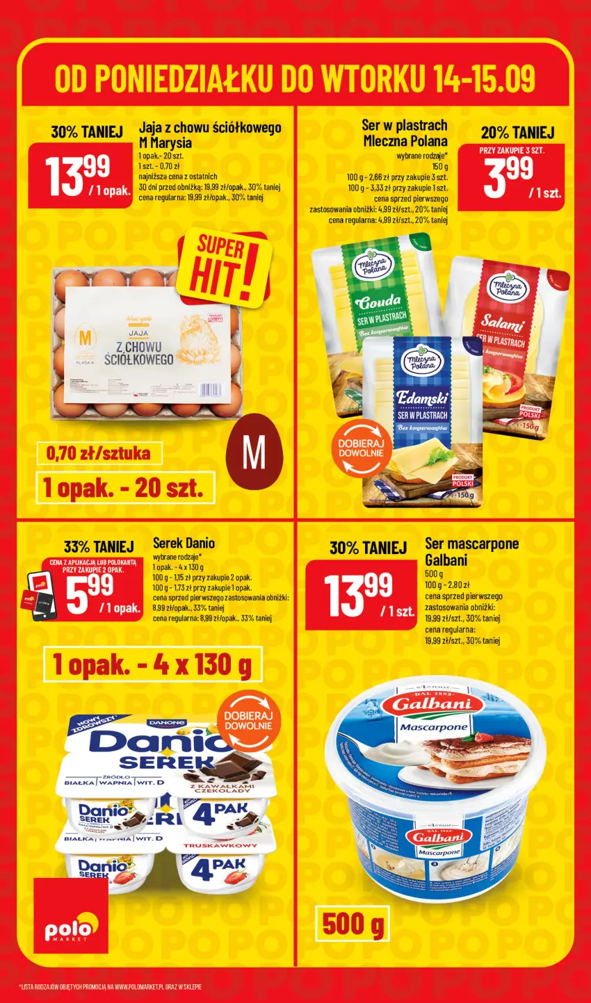 Gazetka promocyjna PoloMarket - Katalog Superhity - ważna 14.09 do 15.09.2026 - strona 4 - produkty: Danio, Galbani, Jaja, LANA, Mascarpone, Ser, Serek