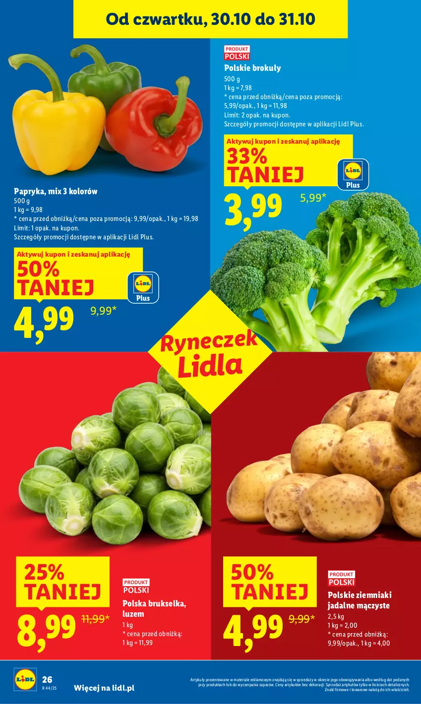 Gazetka promocyjna Lidl - GAZETKA - ważna 30.10 do 31.10.2025 - strona 28 - produkty: Brokuły, Brukselka, Papryka, Ziemniaki