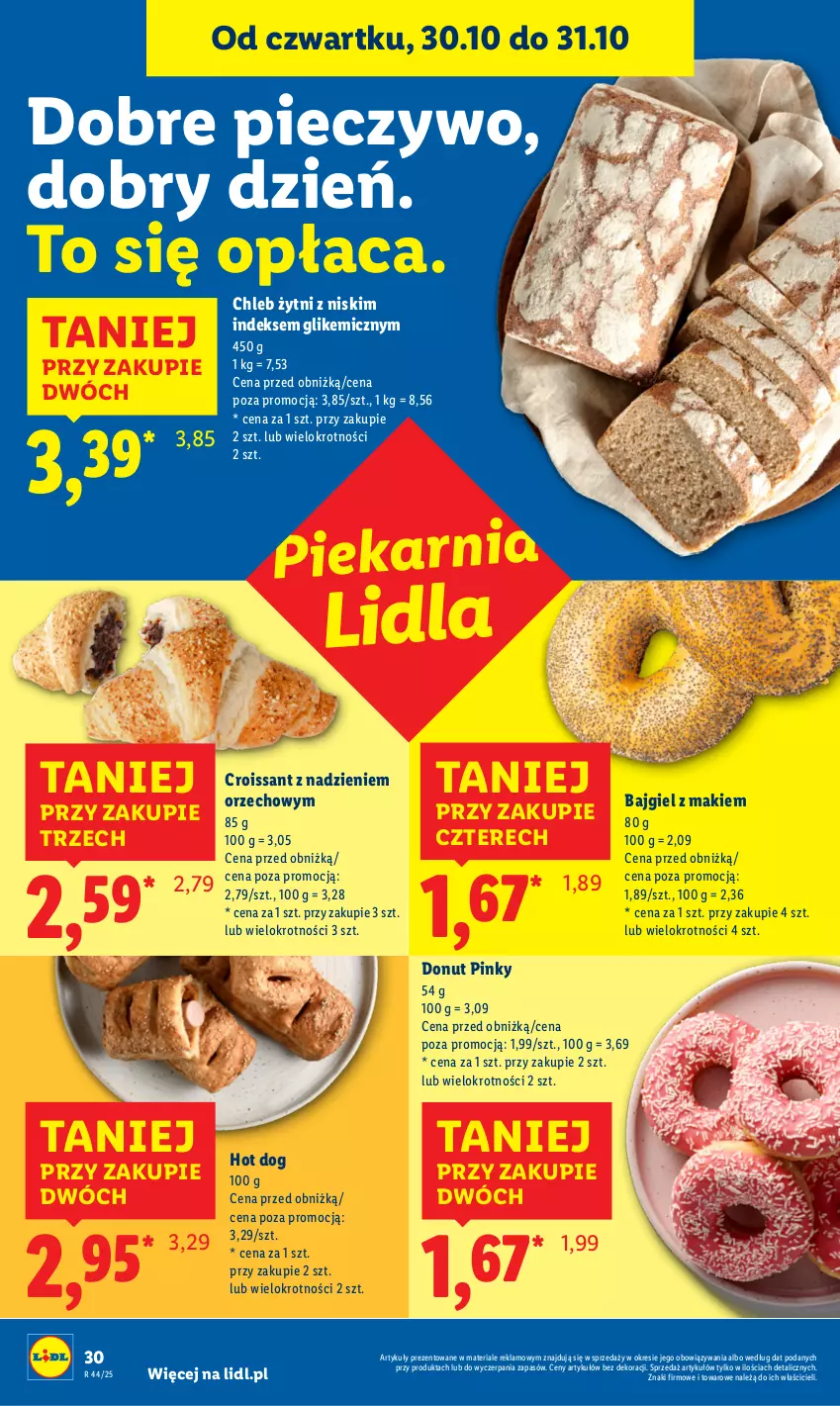 Gazetka promocyjna Lidl - GAZETKA - ważna 30.10 do 31.10.2025 - strona 32 - produkty: Chleb, Croissant, Donut, Hot dog, Piec, Pieczywo