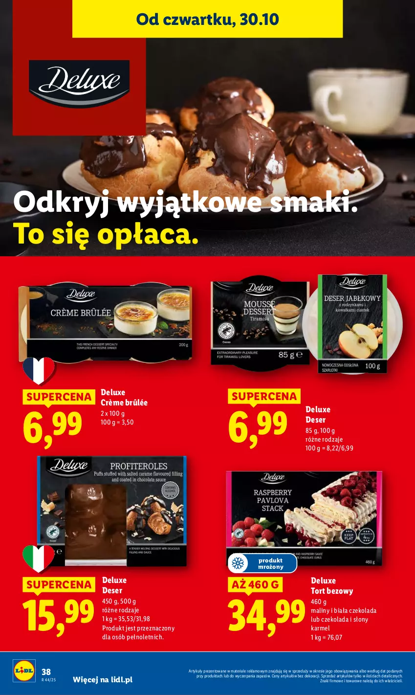 Gazetka promocyjna Lidl - GAZETKA - ważna 30.10 do 31.10.2025 - strona 40 - produkty: Crème brûlée, Czekolada, Deser, Maliny, Ser