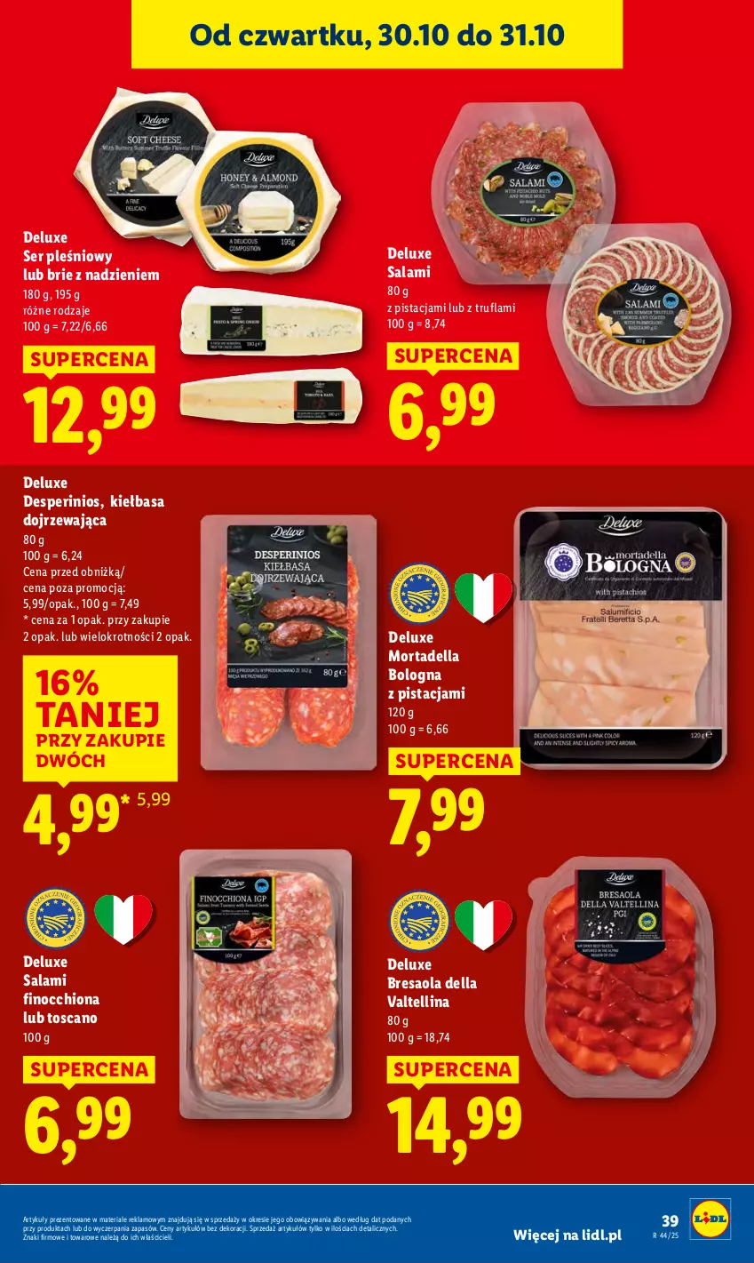 Gazetka promocyjna Lidl - GAZETKA - ważna 30.10 do 31.10.2025 - strona 41 - produkty: Bresaola, Brie, Dell, Kiełbasa, Mortadella, Salami, Ser, Ser pleśniowy