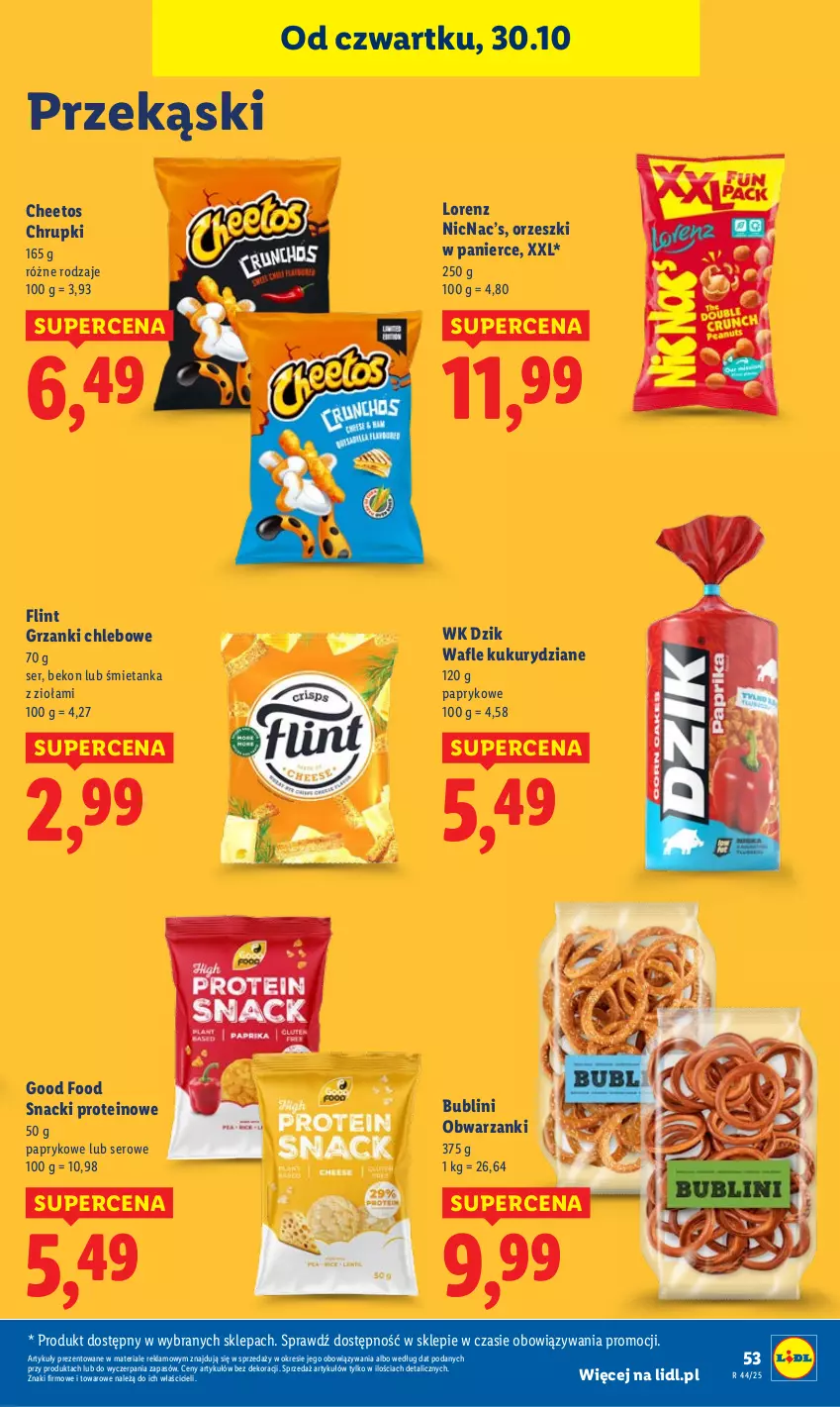 Gazetka promocyjna Lidl - GAZETKA - ważna 30.10 do 31.10.2025 - strona 55 - produkty: Beko, Cheetos, Chleb, Chrupki, Lorenz, Orzeszki, Ser, Wafle