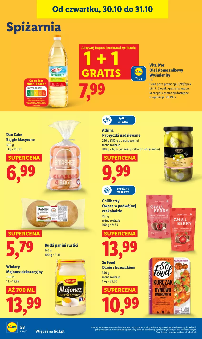 Gazetka promocyjna Lidl - GAZETKA - ważna 30.10 do 31.10.2025 - strona 60 - produkty: Bajgle, Dan Cake, Gra, Kurczak, Majonez, Olej, Olej słonecznikowy, Owoce, Papryczki nadziewane, Rust, So Food, Wazon, Winiary