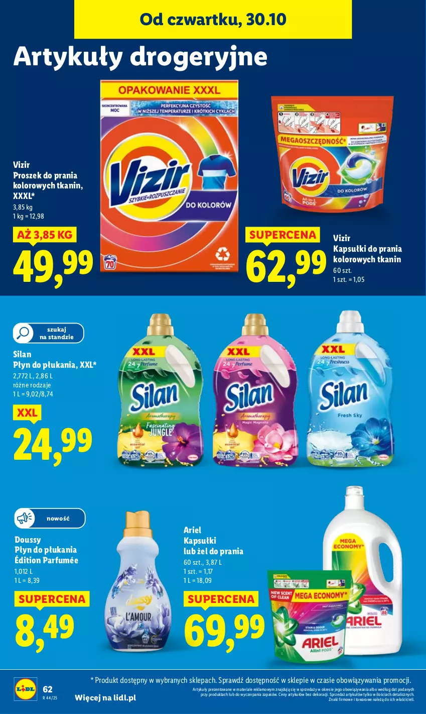 Gazetka promocyjna Lidl - GAZETKA - ważna 30.10 do 31.10.2025 - strona 64 - produkty: Ariel, Kapsułki do prania, Płyn do płukania, Proszek do prania, Silan, Vizir
